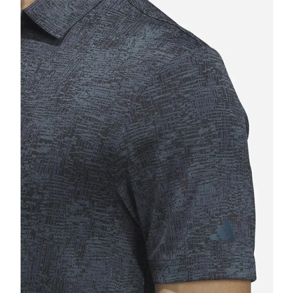 Adidas Golf Polo Aerial Jacquard Blue Black Medium NWT